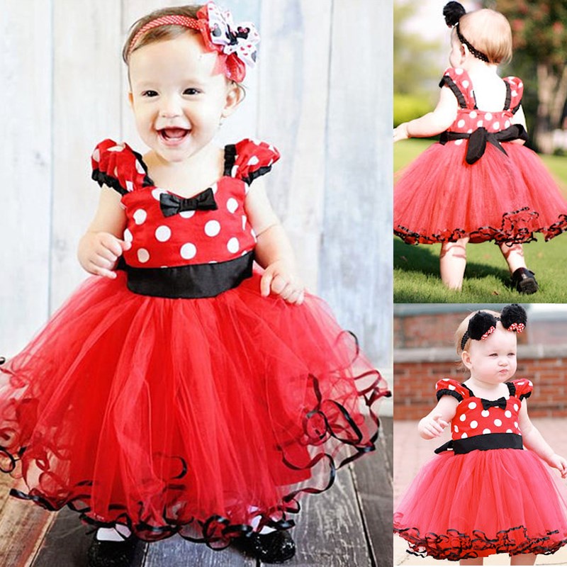 Fantaisie Princesse Polka Dot Bebe Fille Fete D Anniversaire Deguisement Robe Petite Princesse Tulle Minnie Mouse Robe Vetements Pour Enfants Shopee France