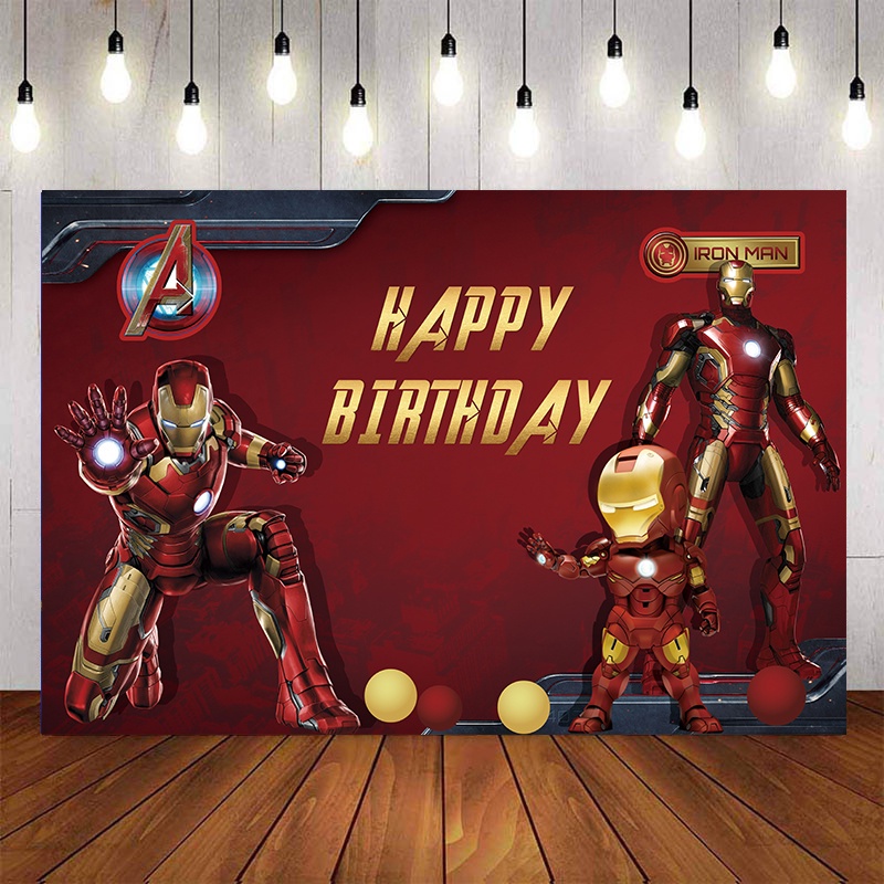 Iron Man Toile De Fond Pour La Photographie Bebe Douche Enfants Super Heros Fond Fete D Anniversaire Decor Personnalise Nom Photo Shopee France