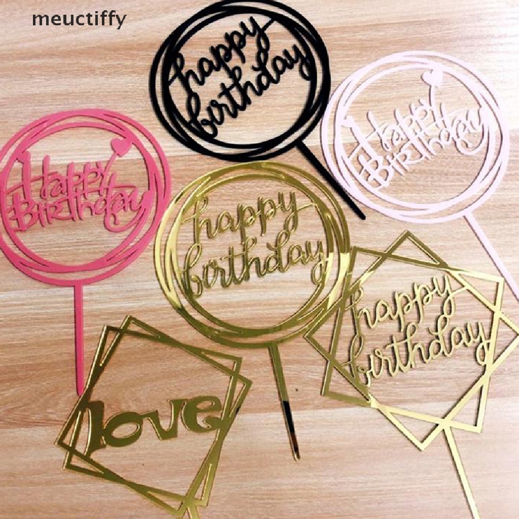 Meuctiffy 1pc Acrylique Main Ecriture Joyeux Anniversaire Gateau Topper Dessert Party Decor Cadeau Fr Shopee France
