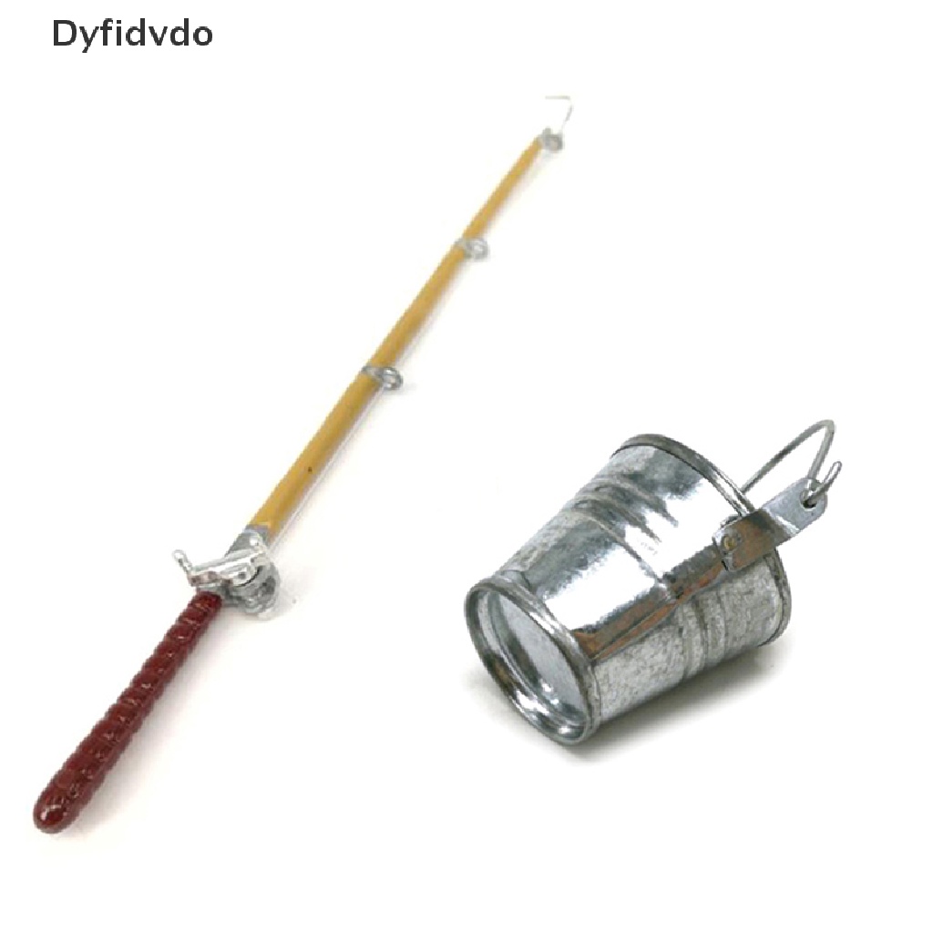 Dyfidvdo 2 Pièces/Ensemble 1:12 Maison De Poupée Miniature En Métal Canne À  Pêche Modèle + Seau D'eau My | Shopee France