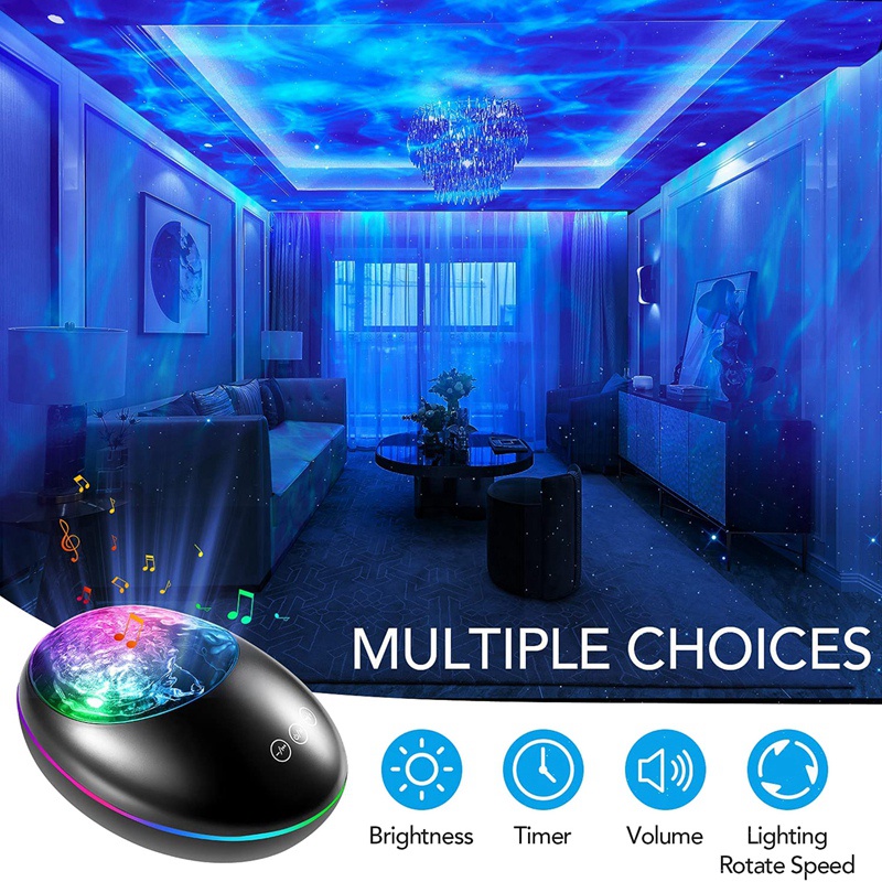 Star Projector Mood Lamp Ocean Wave Night Light Color Changing LED Ceiling Lamp 