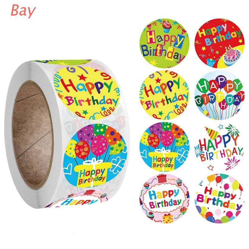 Baie 500 Pieces Rouleau 8 Styles Joyeux Anniversaire Autocollants Ronds Fete Cadeau Emballage Joint Etiquettes Pour Scrapbooking Cartes Decoration Shopee France