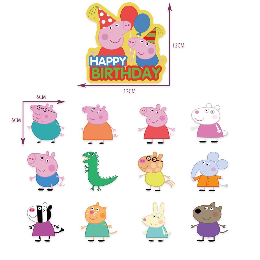 Peppa Pig Theme Joyeux Anniversaire Fete Decoration Ensemble Gateau Topper Ballons Banniere Fete Besoins Fournitures Scene Mise En Page Shopee France