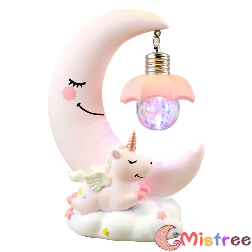 En Stock Dessin Anime Lune Resine Led Veilleuse Enfants Chambre Decor Lampe Cadeau Rose Shopee France