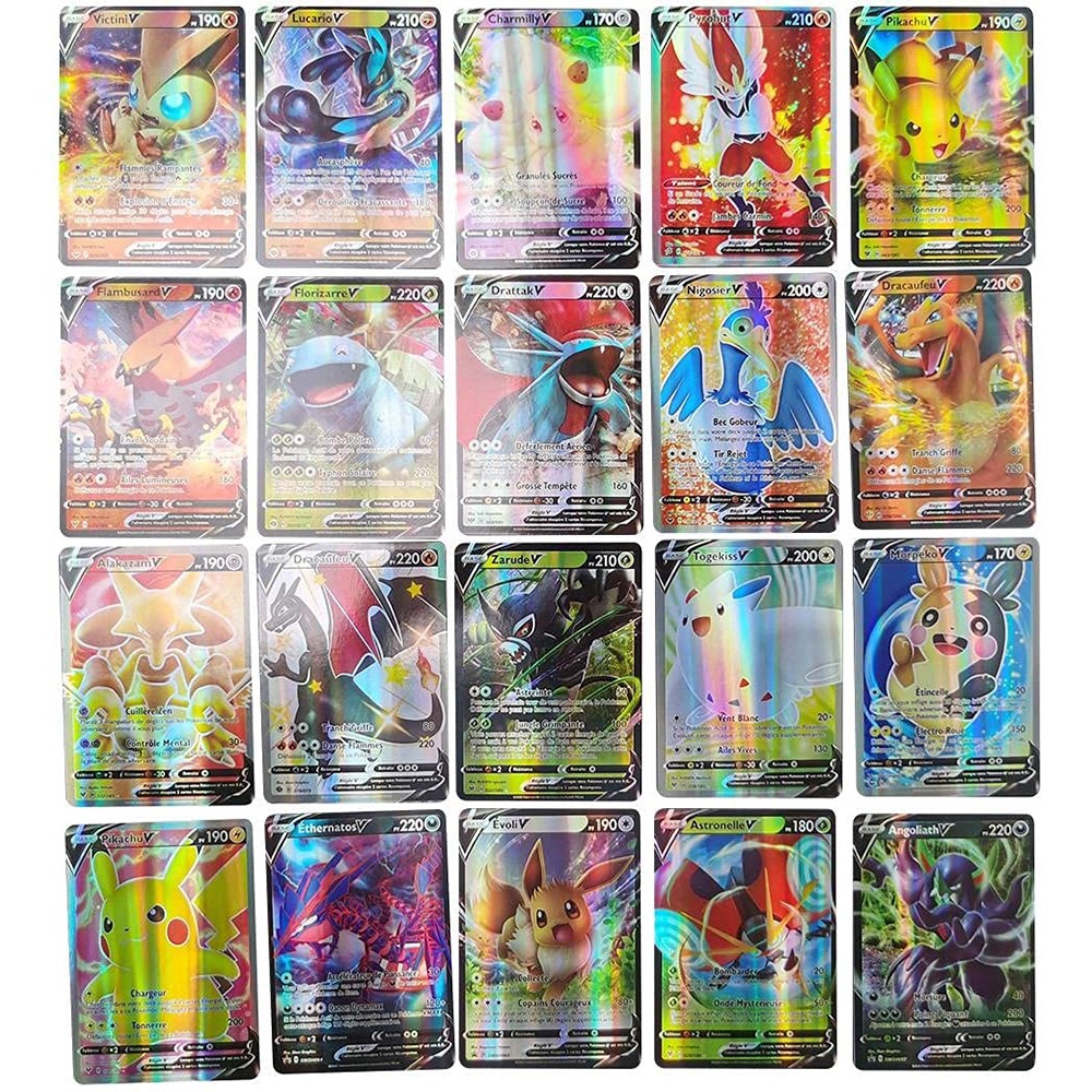 Carte Flash Pok/émon Cadeaux de No/ël et Cadeaux danniversaire pour Enfants Carte Pokemon Gx Francaise Carte Pok/émon Cartes /à Collectionner GX incluant 54Vmax+34V+11 /énergie Cartes