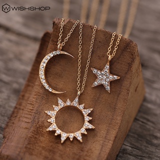 1pc Choker Necklaces For Women Moon Five-Pointed Star Clavicle Pendants Necklace