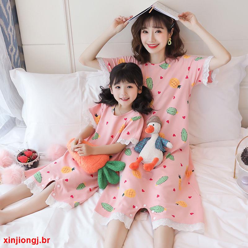 Chemise De Nuit Pour Filles En Coton Mince Petite Fille Princesse Bebe Vetements De Maison Une Piece Pyjama Pour Enfants A Manches Courtes Ete Sk Shopee France