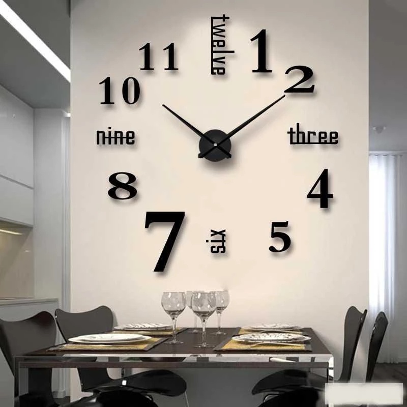 3D DIY Horloge Murale Design Moderne Grandes Horloges Acryliques Maison Aut K5Y7 