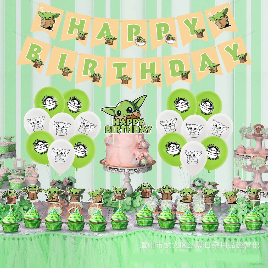 Cod Star Wars Baby Yoda Theme Fete D Anniversaire Decoration Ensemble Banniere Gateau Topper Ballon Enfants Bebe Fete D Anniversaire Cadeau Promotion Shopee France