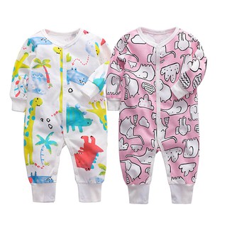 Hiver Nouveau Ne Bebe Garcon Fille Mode Combinaison Pyjama Coton Bebe Barboteuse Dessin Anime Impression 2 Pieces Shopee France