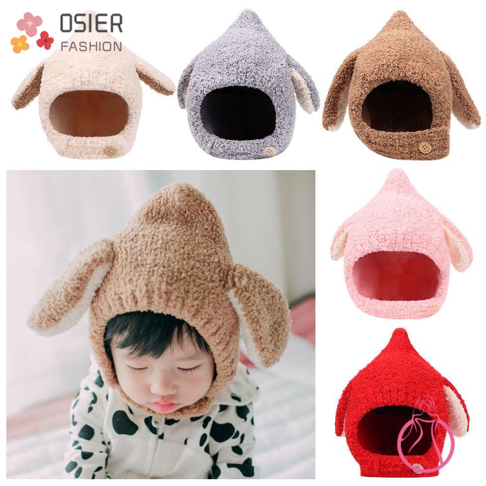 Osier Cute Girl Boy Epaissir Coupe Vent En Peluche Chaud Bebe Chapeau D Hiver Bonnets Longs D Oreille Multicolore Shopee France