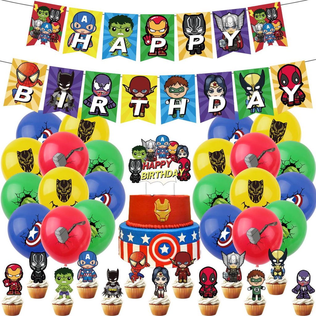 Dc Marvel Superhero Theme The Avengers Fete D Anniversaire Decoration Ensemble Gateau Topper Ballons Banniere Fete Besoins Fournitures Scene Layo Celebrer Shopee France