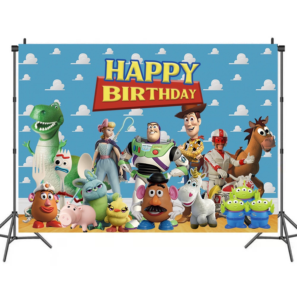 Toy Story Theme Dessin Anime Photographie Fond Tissu Fete Banniere Enfants Enfants Fete D Anniversaire Besoins Decoration De Fete Decor A La Maison Recommandation Chaude Shopee France