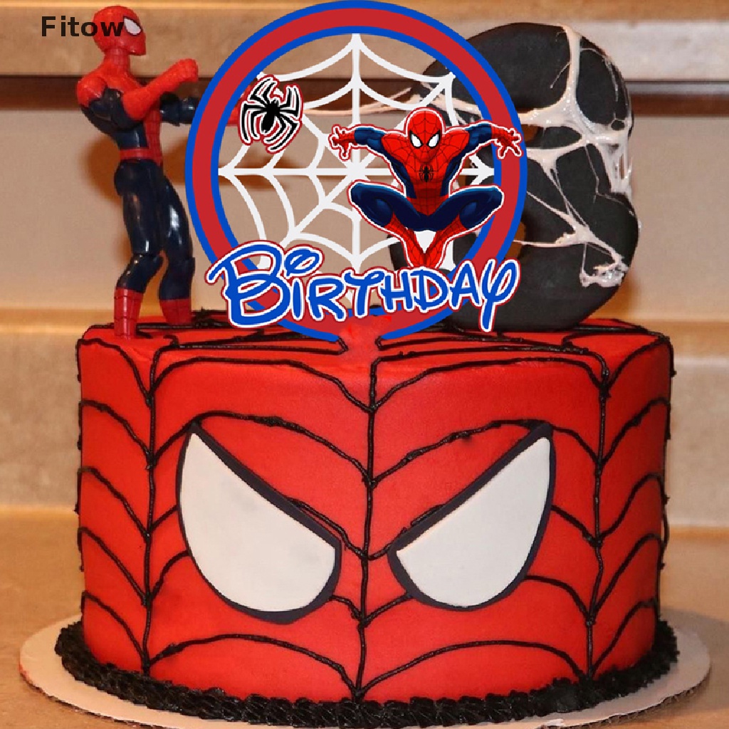 Ftmy 1 Set Spider Man Theme Cake Toppers Pour Fete D Anniversaire Dessin Anime Gateau Deco Gelee Shopee France