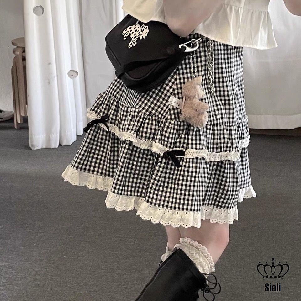 Printemps Ete Fee Etudiant Version Coreenne Japonais Doux Fille Mignon Taille Haute A Volants Gateau Dentelle Jupe Plissee Ski Shopee France