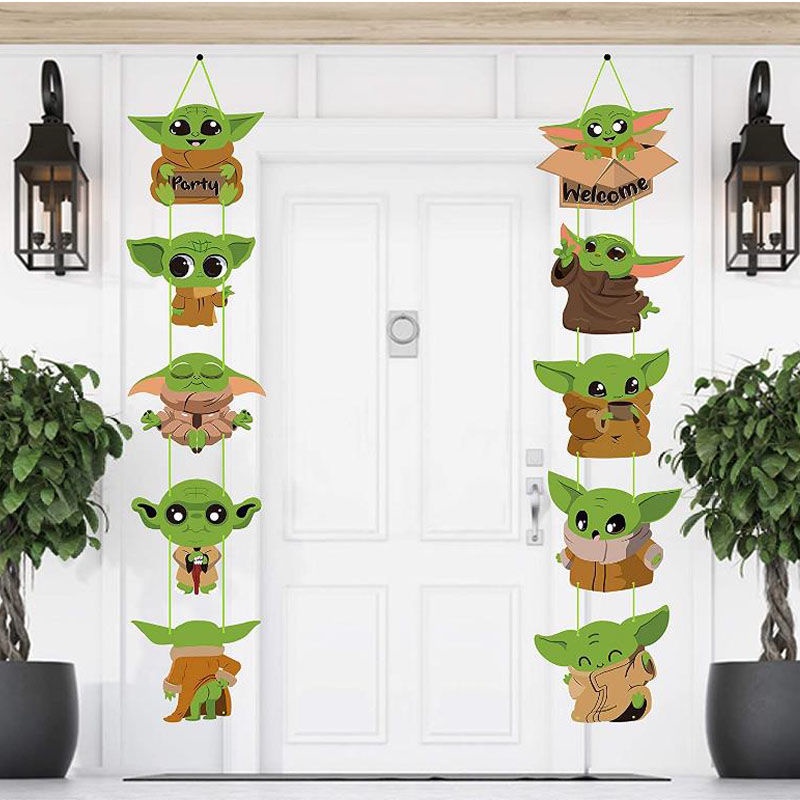 Nouveau Dessin Anime Fete Des Enfants Fournitures De Fete D Anniversaire Vert Yoda Porte Suspendue Rideau De Porte Decoration D Anniversaire Salle De Classe Mise En Page Bebe Decoration D Anniversaire 1 An Shopee