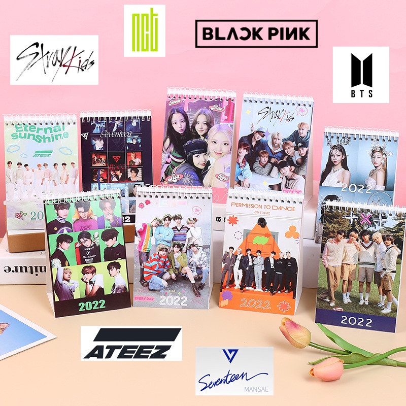 2022 KPOP BTS Calendrier DIY Calendrier de Bureau Bloc-Notes BLACKPINK