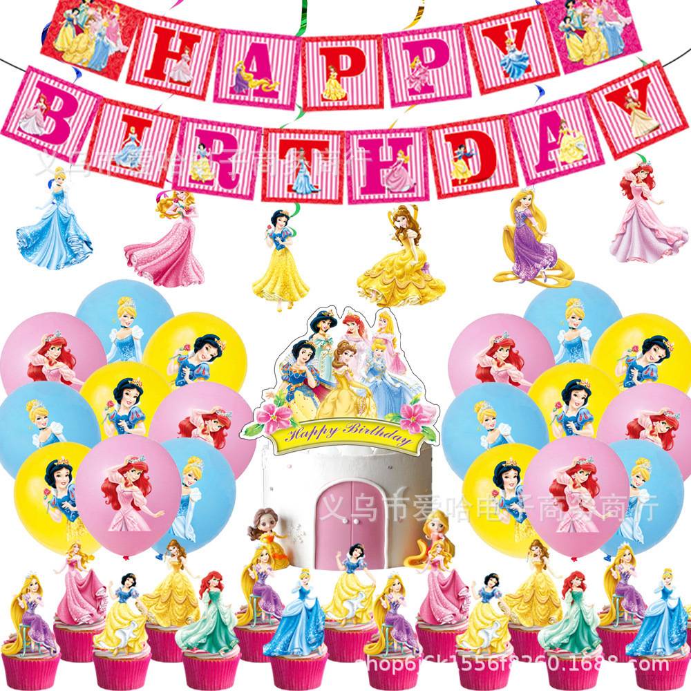 Disney Princesse Theme Ariel Blanche Neige Fete D Anniversaire Decoration Ensemble Gateau Topper Ballons Banniere Fete Besoins Fournitures Scene Layo A La Mode Shopee France