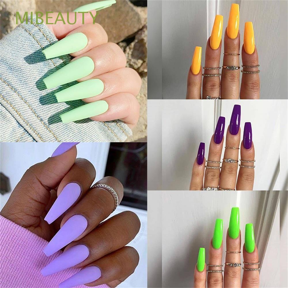 Mibeauty 24 Pièces/Ensemble Acrylique Faux Ongles Extension Ongles Conseils  Cercueil Faux Nail Art Manucure Mat Couverture Complète Ballerine Ongle |  Shopee France