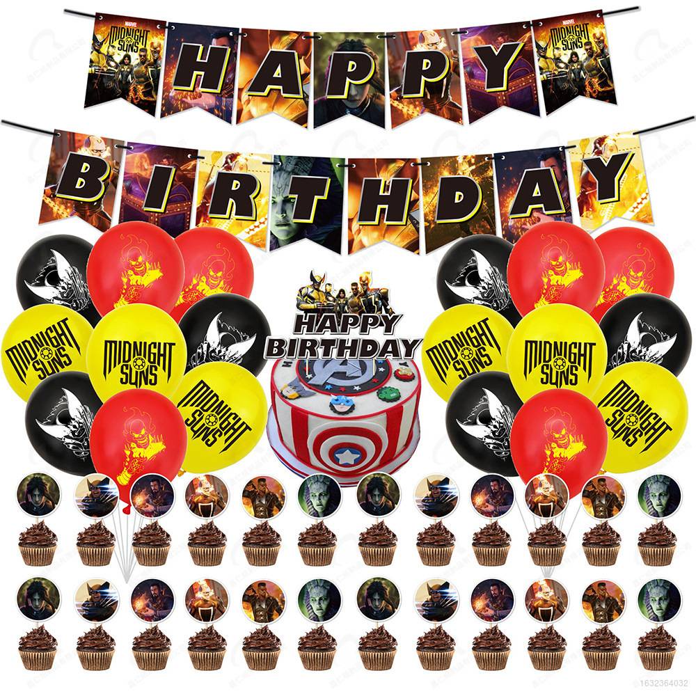 Marvel Superhero Midnight Sons Theme Joyeux Anniversaire Decorations De Fete Ensemble Mignon De Gateau Topper Banniere Fete Besoins Enfants Fete Supplie Celebrer Celebrer Shopee France