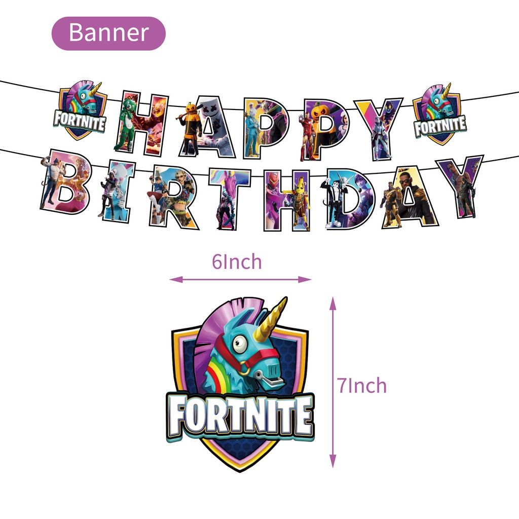 Fortnite Theme Joyeux Anniversaire Fete Decoration Ensemble Gateau Topper Ballons Banniere Fete Besoins Scene Disposition Enfants Garcon Cadeaux Maison Deco Shopee France