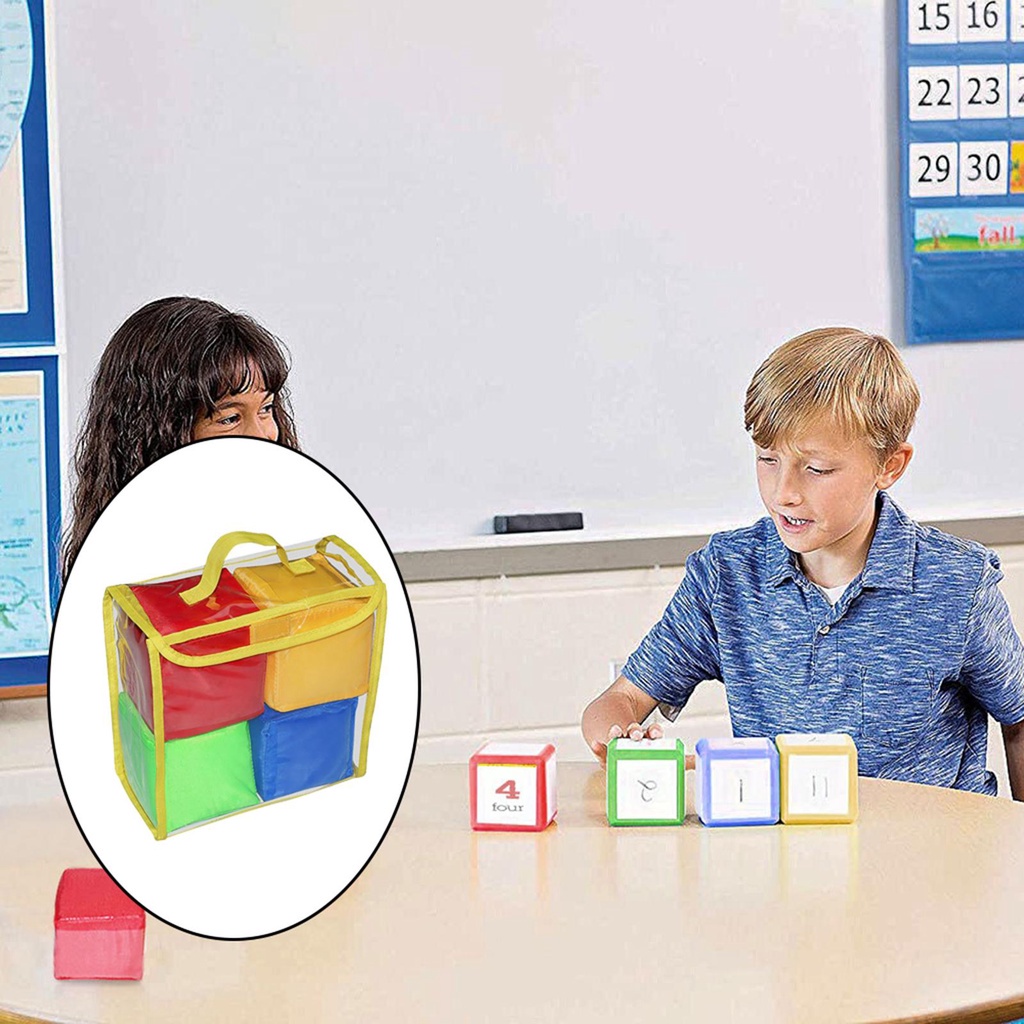 Lot de 4 jeu de dés en mousse souple Cubes Apprentissage cubes pour eearly Teaching 