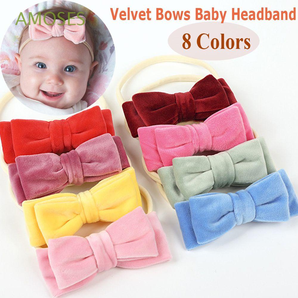 Amoses 8 Couleurs Bebe Fille Bandeau Doux Velours Arcs Bandeaux Bebe Bandes De Cheveux Elastique Bandeau Mignon Bebe Cheveux Accessoires Double Couche Diademe Nouveau Ne Chapeaux Multicolore Shopee France