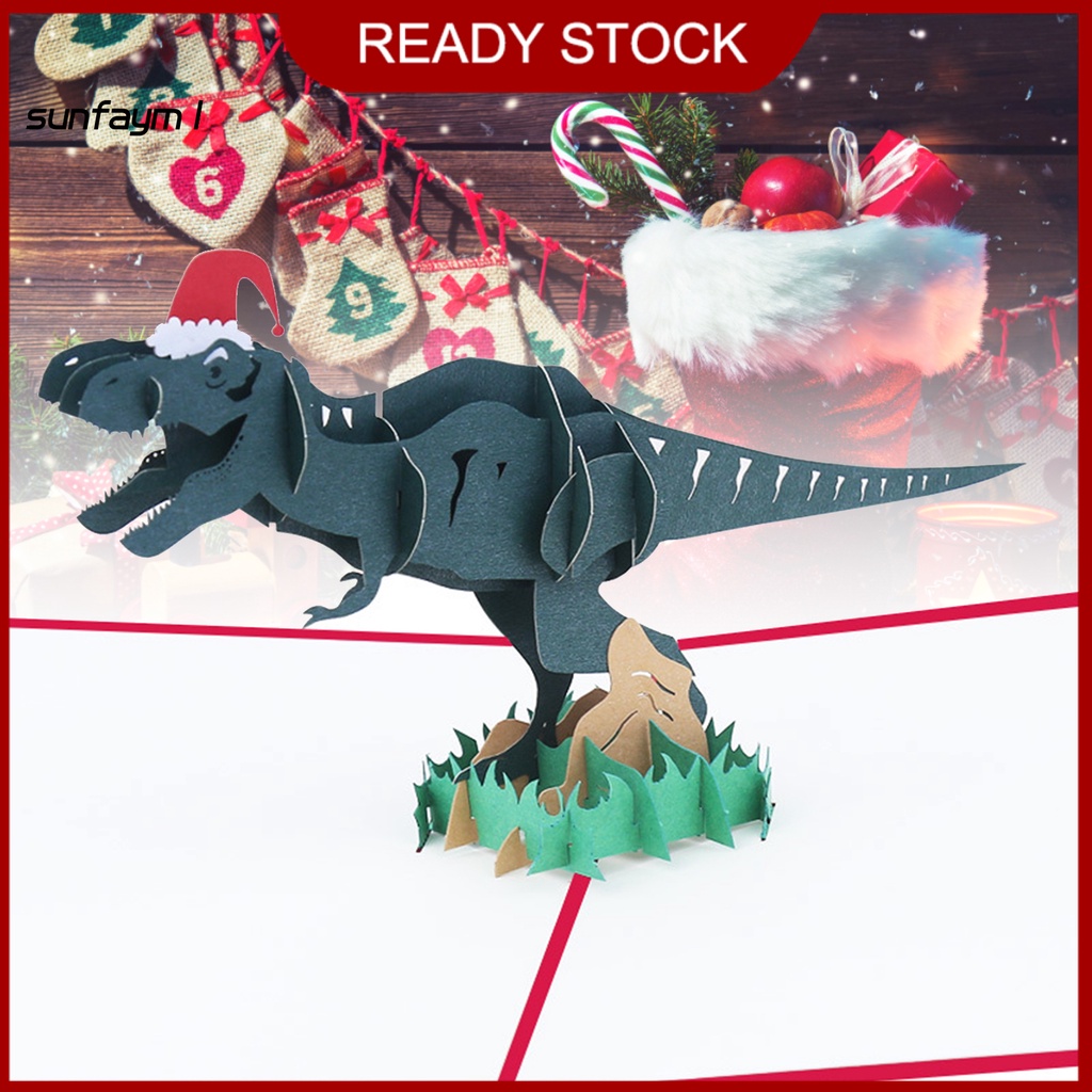 Sunfa Carte De Noel Portable Dinosaure Cartes De Voeux Droles Anniversaire Drole Pour Amis Shopee France